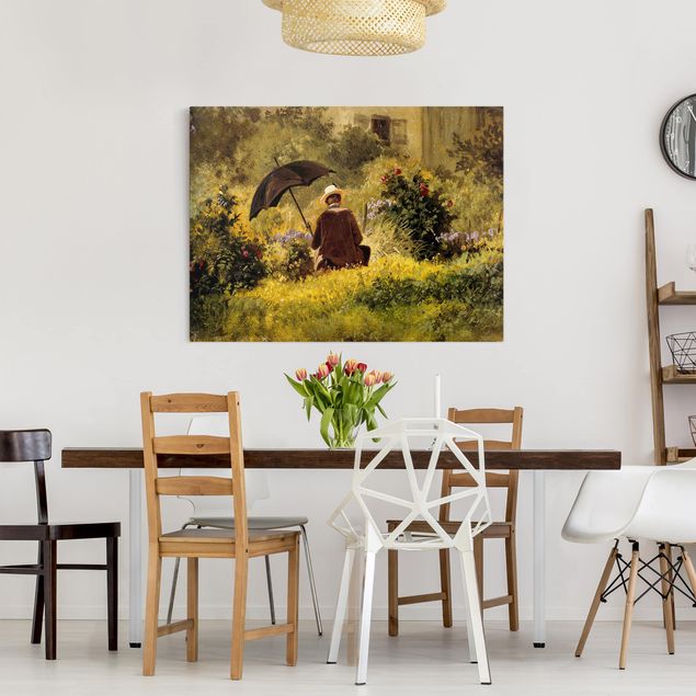 Nowoczesne obrazy do salonu Carl Spitzweg - Malarz w ogrodzie