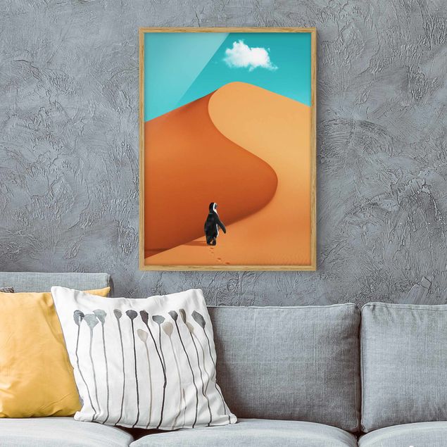Obrazy w ramie artystyczny Pustynia z pingwinem
