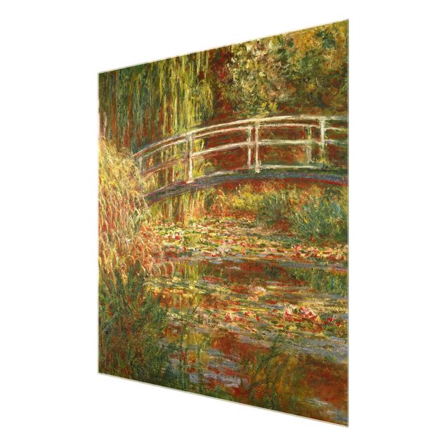 Obrazy na szkle artyści Claude Monet - Staw z liliami wodnymi i japoński mostek (Harmonia w różu)