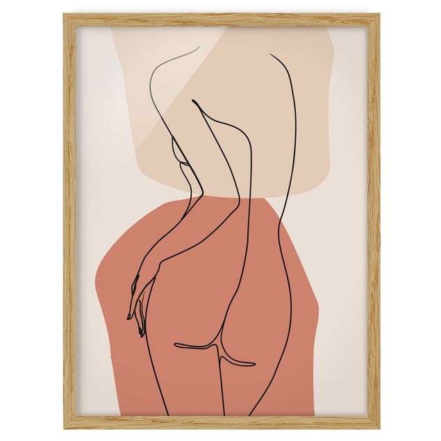 Obrazy w ramie do łazienki Line Art Woman Back Brązowy