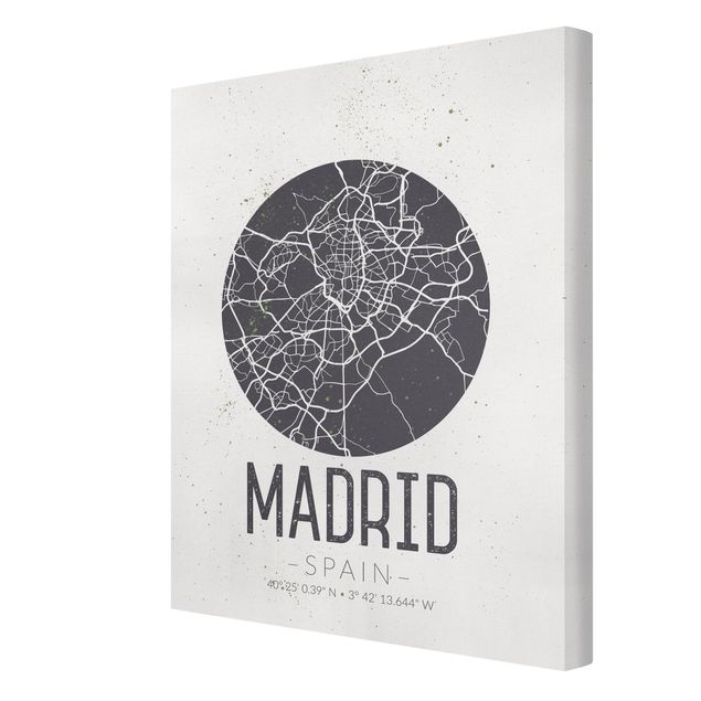 Szary obraz na ścianę Mapa miasta Madryt - Retro