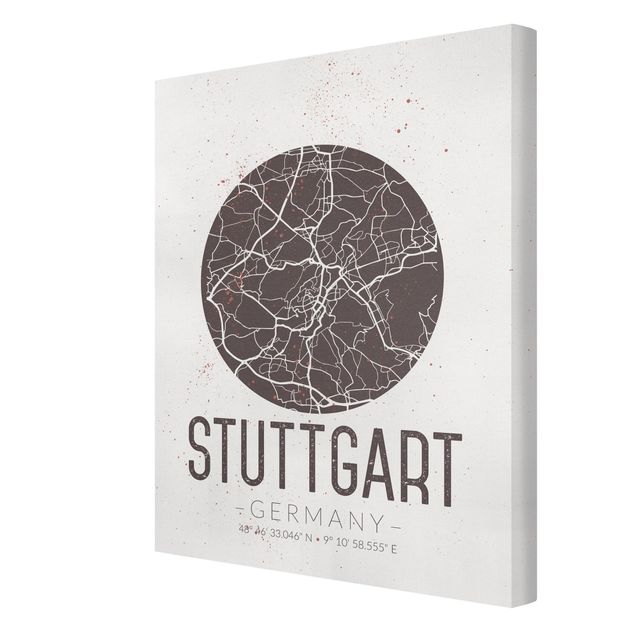 Obraz brązowy Mapa miasta Stuttgart - Retro