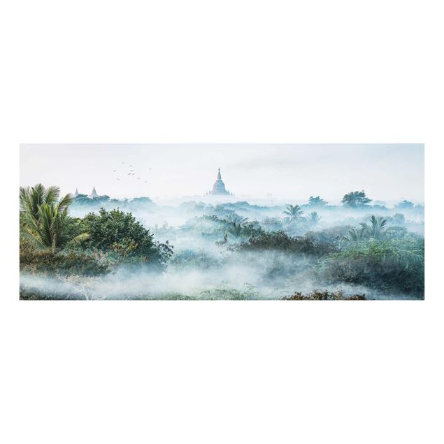 Obrazy na szkle krajobraz Poranna mgła nad dżunglą Bagan
