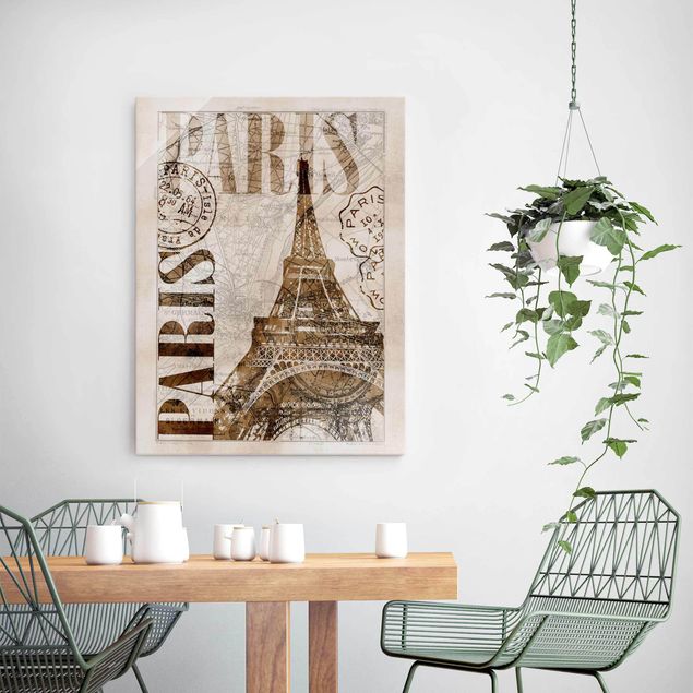 Obrazy na szkle Paryż Kolaż w stylu shabby chic - Paryż