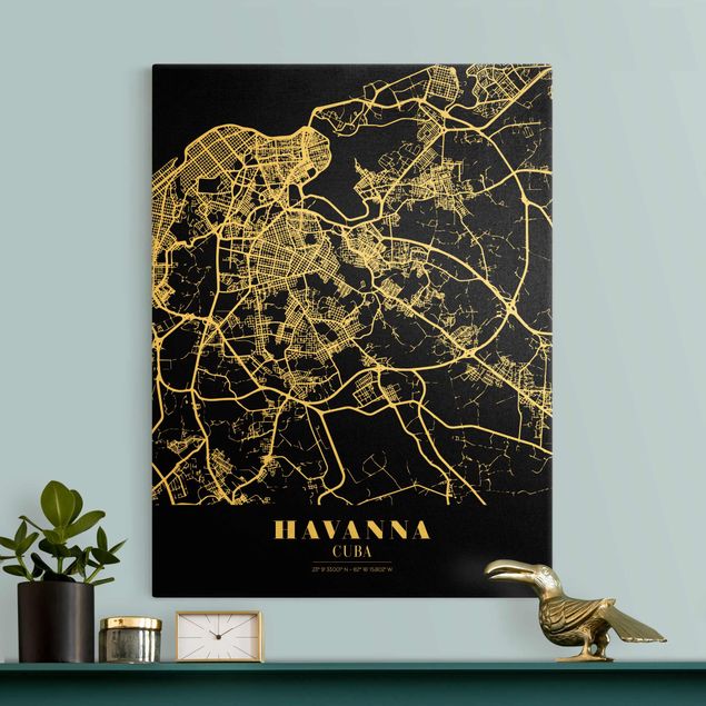 Obrazy powiedzenia Mapa miasta Havana - Klasyczna czerń