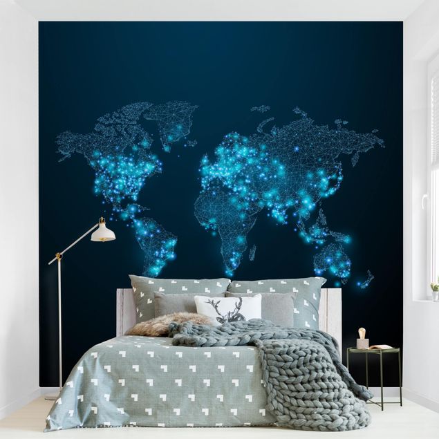 Niebieska tapeta Połączony świat Mapa świata