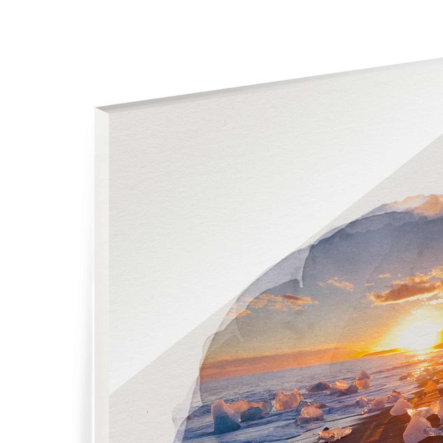 Obrazy do salonu Akwarele - Kawałki lodu na plaży Islandia