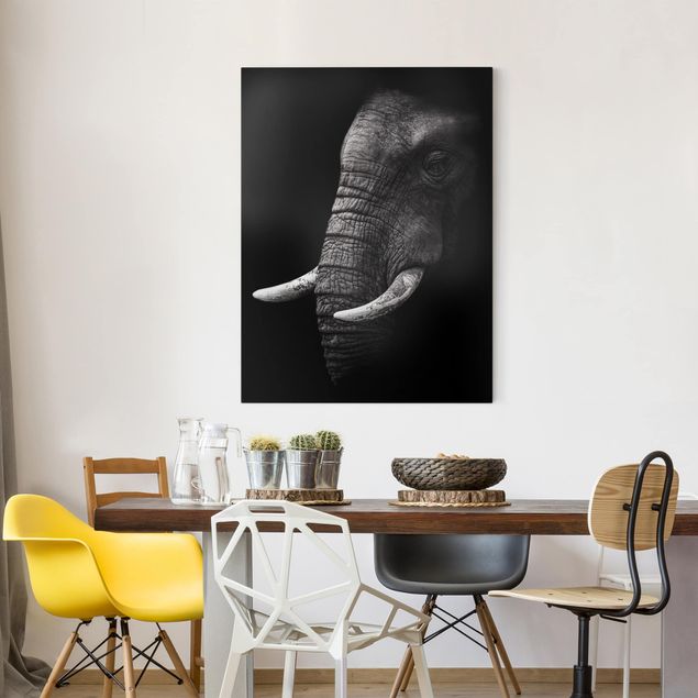 Obrazy do salonu nowoczesne Portret ciemnego słonia