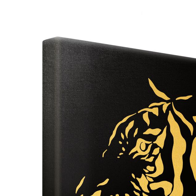 Złoty obraz na płótnie - Safari Zwierzęta - portret tygrysa Czarny