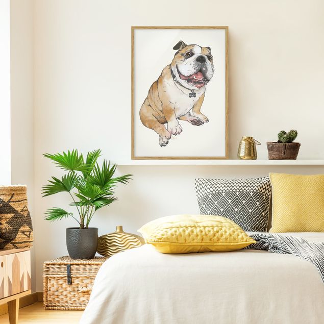 Obrazy w ramie do korytarzu ilustracja pies buldog obraz