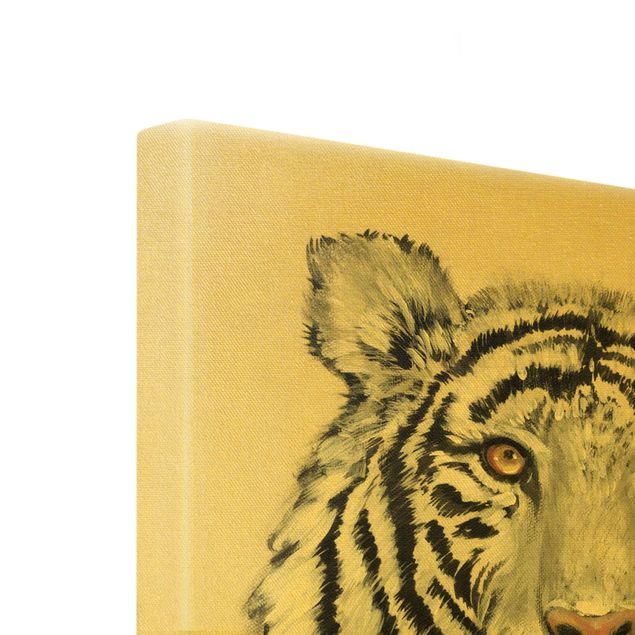 Złoty obraz na płótnie - Portret białego tygrysa I