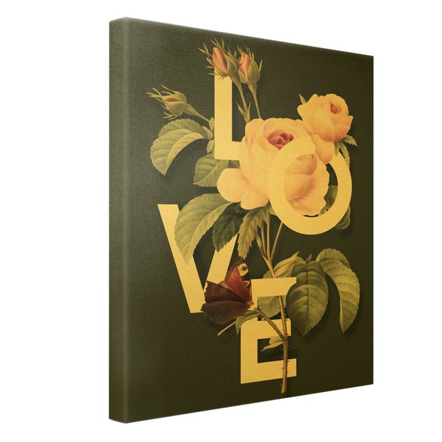 Obraz na płótnie Kwiatowa typografia - miłość