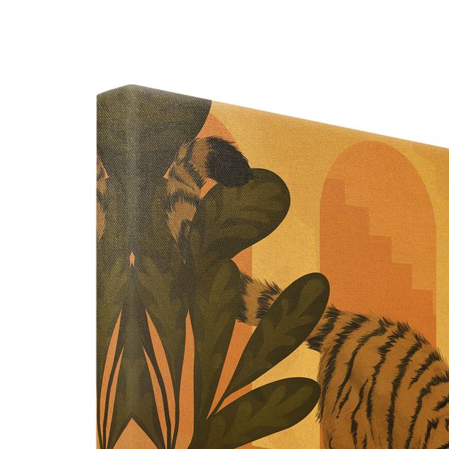 Obrazy na płótnie Ilustracja tygrysa w pastelowym różowym malarstwie