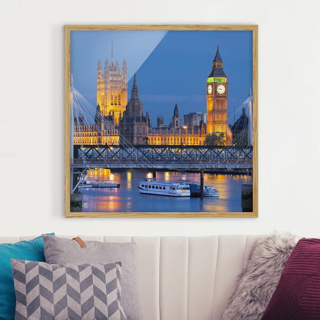 Obrazy Londyn Big Ben i Pałac Westminsterski w Londynie nocą