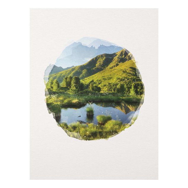 Obrazy na szkle góra Akwarele - widok z Hirschbichl na dolinę Defereggen