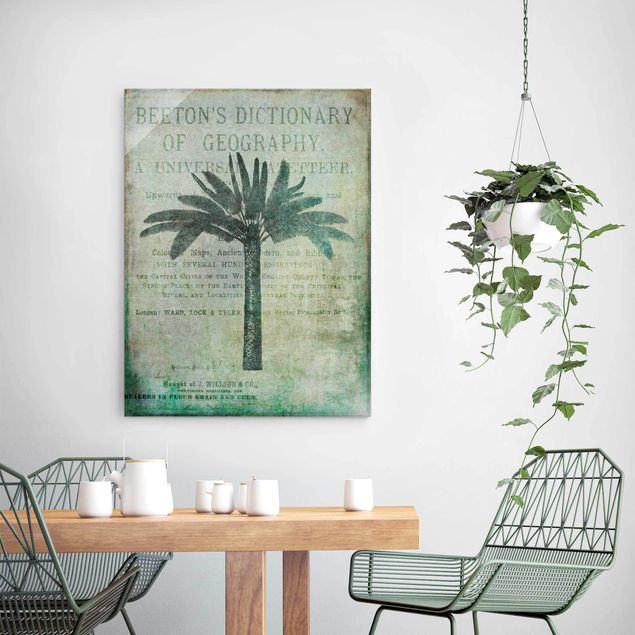 Obrazy na szkle powiedzenia Kolaż w stylu vintage - antyczne drzewo palmowe