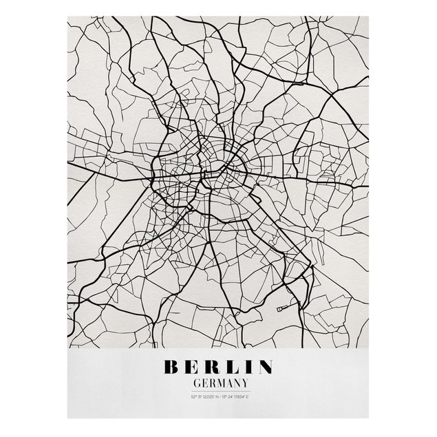 Czarno białe obrazy City Map Berlin - Klasyczna