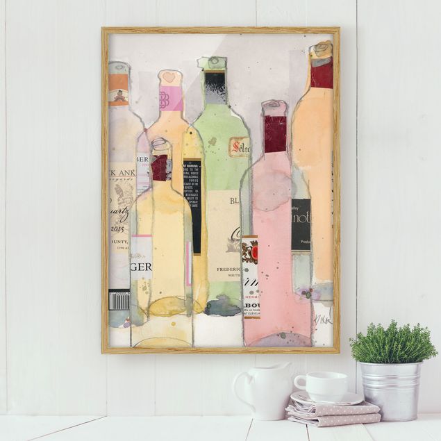 Obrazy w ramie do kuchni Butelki do wina w akwareli I