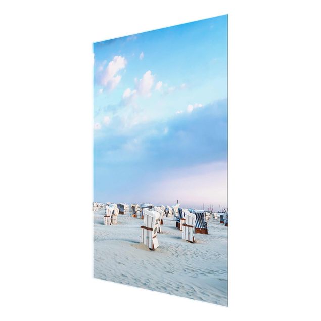 Obrazy na szkle plaża Krzesła plażowe nad Morzem Północnym