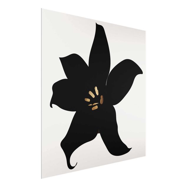 Obrazy na szkle portret Graficzny świat roślin - Orchidea czarno-złota