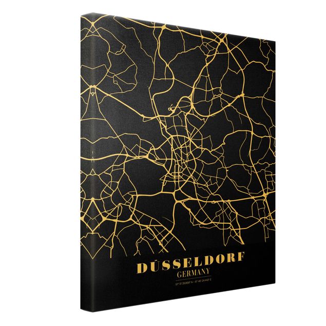 Obraz na płótnie Mapa miasta Düsseldorf - Klasyczna czerń