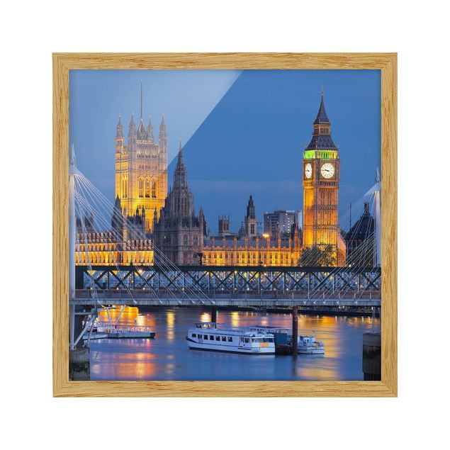 Obrazy w ramie do łazienki Big Ben i Pałac Westminsterski w Londynie nocą
