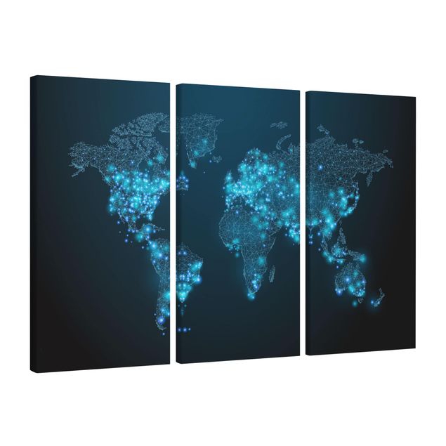 Obraz niebieski Połączony świat Mapa świata