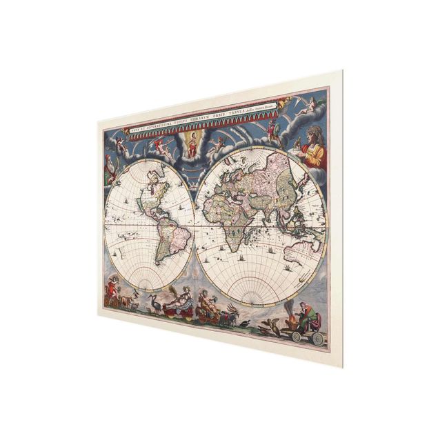 Obrazy mapy Historyczna mapa świata Nova et Accuratissima z 1664 r.