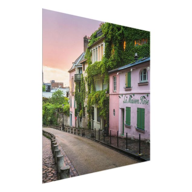 Obrazy na szkle kwadrat Różowy zmierzch w Paryżu