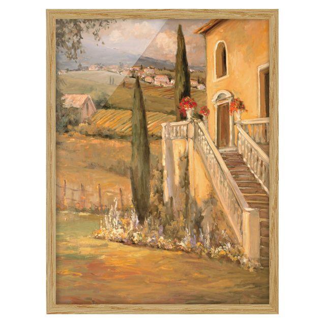 Obrazy w ramie do korytarzu Krajobraz włoski - schody do domu