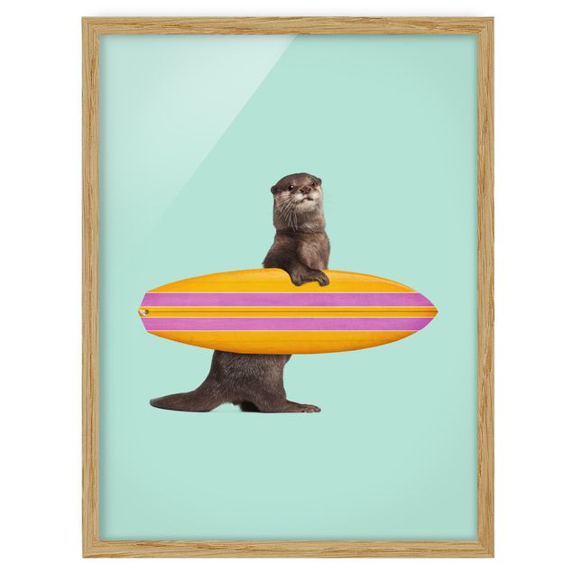 Obrazy w ramie do korytarzu Otter z deską surfingową