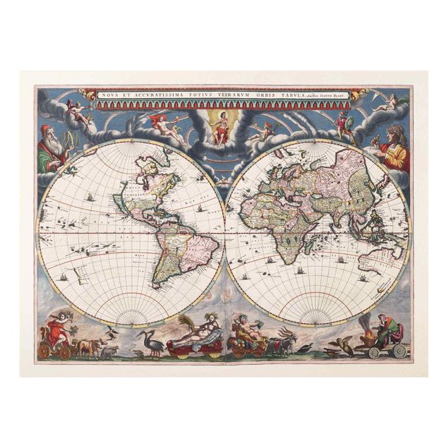 Retro obrazy Historyczna mapa świata Nova et Accuratissima z 1664 r.