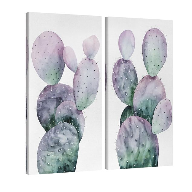 Obrazy z motywem kwiatowym Kaktus w purpurze Zestaw I