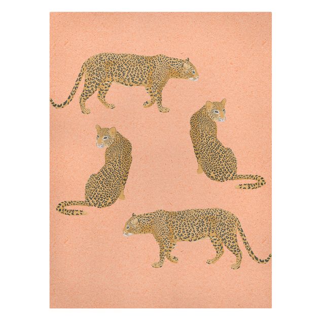 Obrazy zwierzęta Ilustracja Leopard Różowe malarstwo