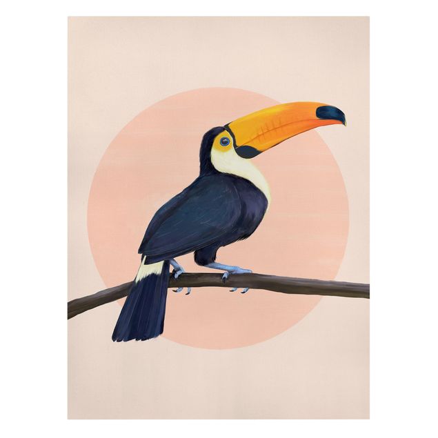 Obrazy ptaki na płótnie Ilustracja ptak tukan malarstwo pastelowe