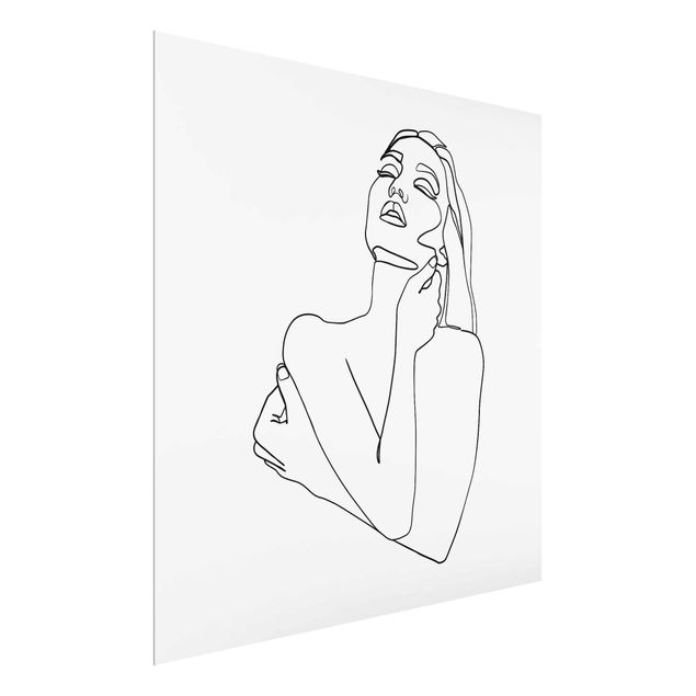 Obrazy do salonu nowoczesne Line Art Kobieta górna część ciała czarno-biały