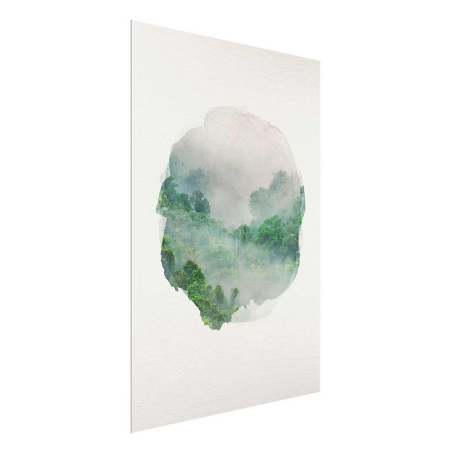 Obrazy na szkle krajobraz Akwarele - Dżungla we mgle