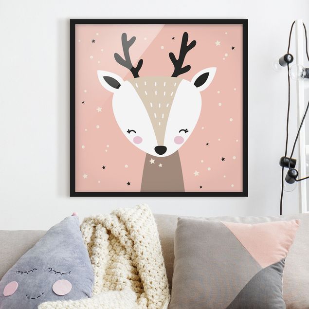 Plakat w ramie - Happy Deer (Szczęśliwy jeleń)