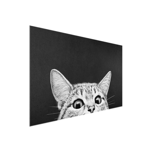 Obrazy do salonu nowoczesne Ilustracja kot czarno-biały rysunek