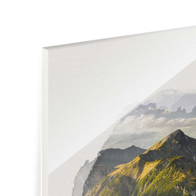 Obrazy nowoczesne Akwarele - góry i dolina w Alpach Lechtalskich w Tyrolu