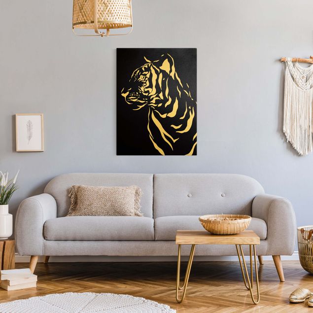 Obraz czarny Safari Zwierzęta - portret tygrysa Czarny