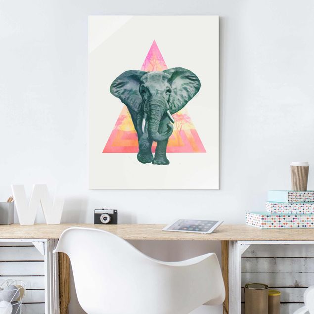 Słoń obraz Ilustracja przedstawiająca słonia na tle trójkątnego obrazu