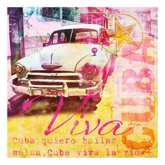 Obrazy z napisami Kubańska kolaż samochodów zabytkowych