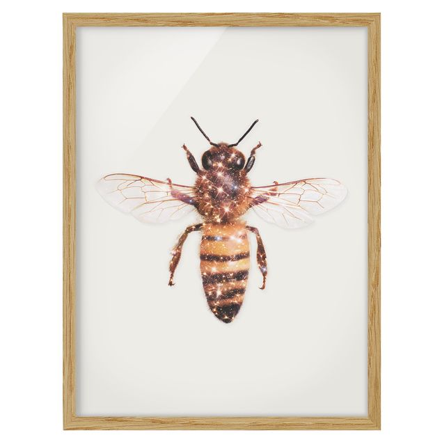 Obrazy w ramie do łazienki pszczoła z brokatem