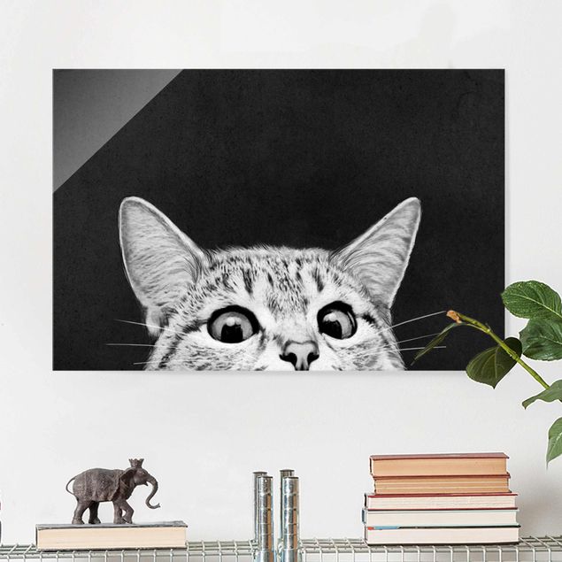 Zwierzęta obrazy Ilustracja kot czarno-biały rysunek