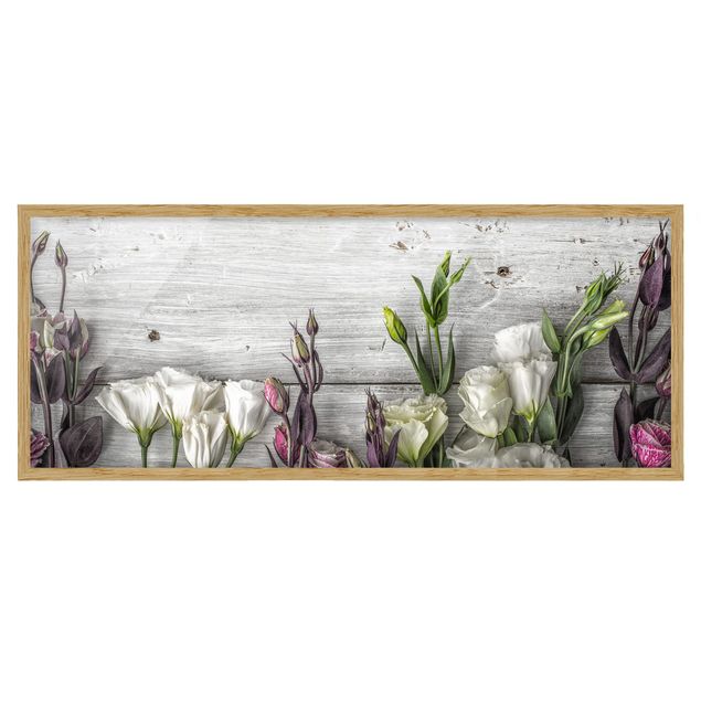 Obrazy w ramie do kuchni Tulipanowa róża Shabby Wood Look