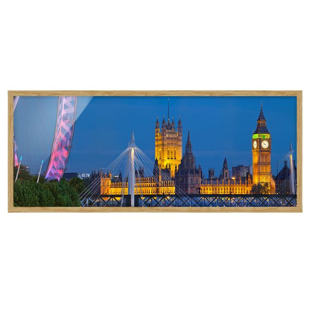 Obrazy w ramie do łazienki Big Ben i Pałac Westminsterski w Londynie nocą