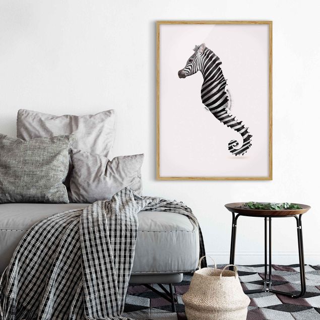 Obrazy w ramie artystyczne Konik morski w paski zebry