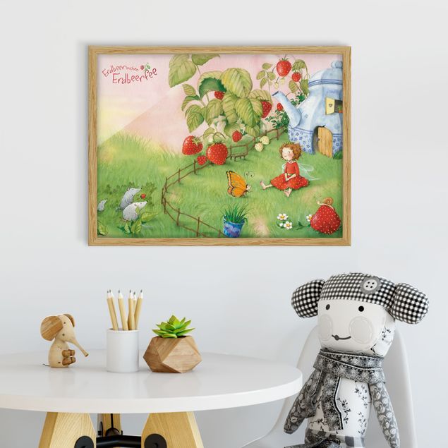 Obrazy w ramie dla dzieci Wróżka truskawka - W ogrodzie