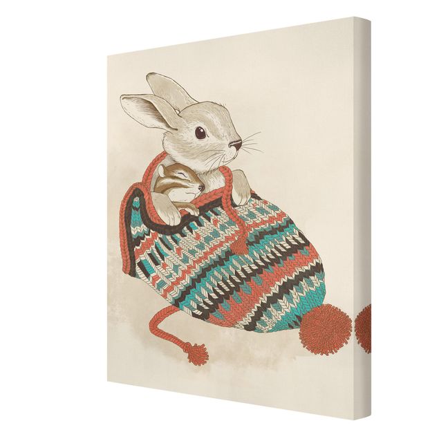 Obrazy artystów Ilustracja przedstawiająca króliczka w czapce